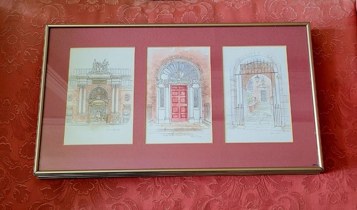 Vintage pair of dublin architectural prints