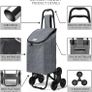 NEW SALE | Folding Shopping Trolley on 6 Wheels, Stair Climbing Shopping Cart, Grocery Trolley, Oxford Grey Image 4