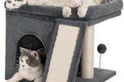 Cat Tree Tower for Large Adult Cats, 50 40cm Big Perch Bed,Spacious Condo House for Indoor Kitten, Sisal Scratching Post, Dark Gray