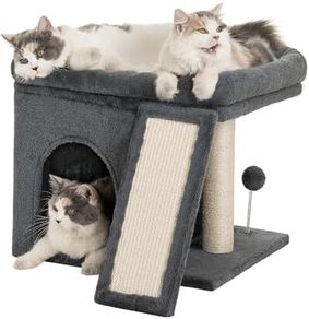 Cat Tree Tower for Large Adult Cats, 50 40cm Big Perch Bed,Spacious Condo House for Indoor Kitten, Sisal Scratching Post, Dark Gray