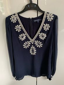 French connection beaded silk top, size UK8