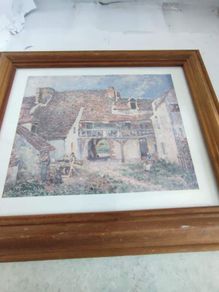 Framed Courtyard of Farm at St. Mammas, 1884 Art Print by Sisley