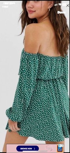 dress green polka dot size 12 off shoulder dress