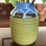 Priory Irish Studio Pottery Green Glazed  Drip Glaze Ripple Effect Vase 1970 Image 8