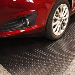 Rubber Garage Floor Mats 1M x 5M / 3.3Ft x 16.4Ft Anti-Slip Diamond Plate Mat 3mm Thick Heavy Duty Commercial Flooring Mat Roll for Under Car, Gym, Garage, Warehouse, Black