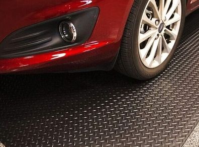 Rubber Garage Floor Mats 1M x 5M / 3.3Ft x 16.4Ft Anti-Slip Diamond Plate Mat 3mm Thick Heavy Duty Commercial Flooring Mat Roll for Under Car, Gym, Garage, Warehouse, Black