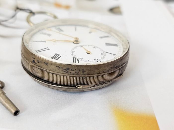 Early 1800s Antique Silver Swiss Made Pocket Watch Key watch