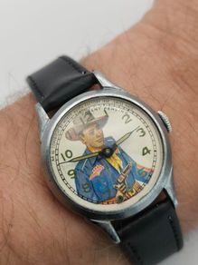 Vintage Roy Rogers Animated Swiss Watch 1950 Western Collectible  Serviced & Running