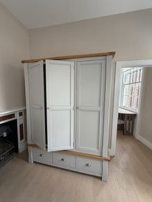 Doune 3dr wardrobe/Taupe & Oak/Excellent Condition