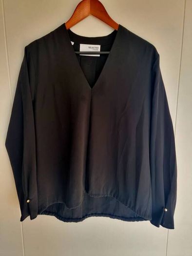 Black Selected Femme V-Neck Top, SIze 42