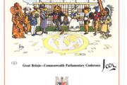 1986 Great Britain Limited Edition Lithographed Print measuring 333mm X 257mm showing Commonwealth Parliamentary Association Conference Commemorative stamps with First Day of Issue Cancel