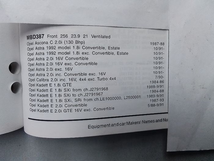 Opel /Vauxhall Front Brake Discs.