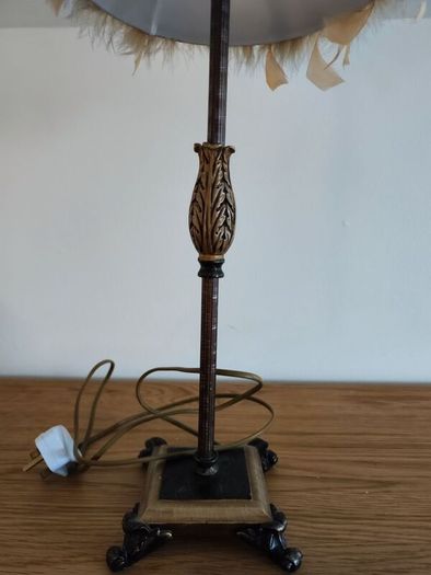 table lamp bedside lamp light vintage style feathers brown