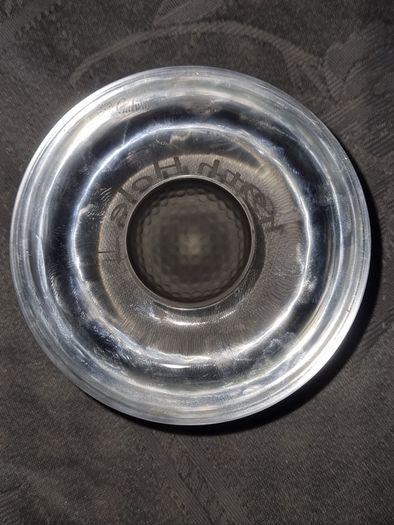 Galway Crystal paperweight with a golf ball