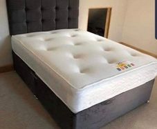 Crushed & plush velvet Divan Bed and mattress