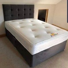 Crushed & plush velvet Divan Bed and mattress