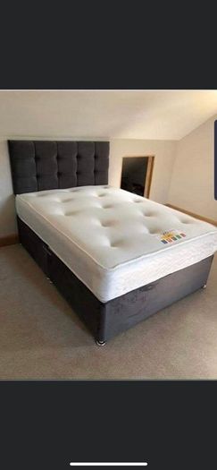 Crushed & plush velvet Divan Bed and mattress