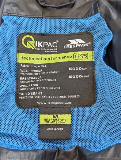 Trespass Qikpac waterproof jacket