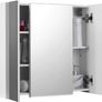 _Mirror Cabinet, Bathroom Storage Cabinet with 3 Doors, for Bathroom, 60 x 15 x 55 cm with Adjustable Shelves, Modern White Image 4