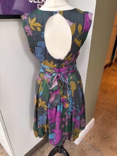 WAREHOUSE 100% Silk Wrap Dress UK 8 Floral Wedding Guest