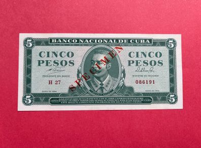 Cuba  5 Pesos  1964  (uncirculated )