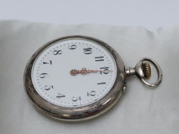 Vintage Bordeaux  Gents Mechanical  Silver Pocket Watch