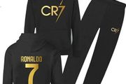 Kids Ronaldo Tracksuit Hoodie &amp; Jogger Pants CR7 Jersey Football Lionel #7 GOAT 2023 Kids Football Hoodie Al Nassr Jersey Boys Soccer Gift
