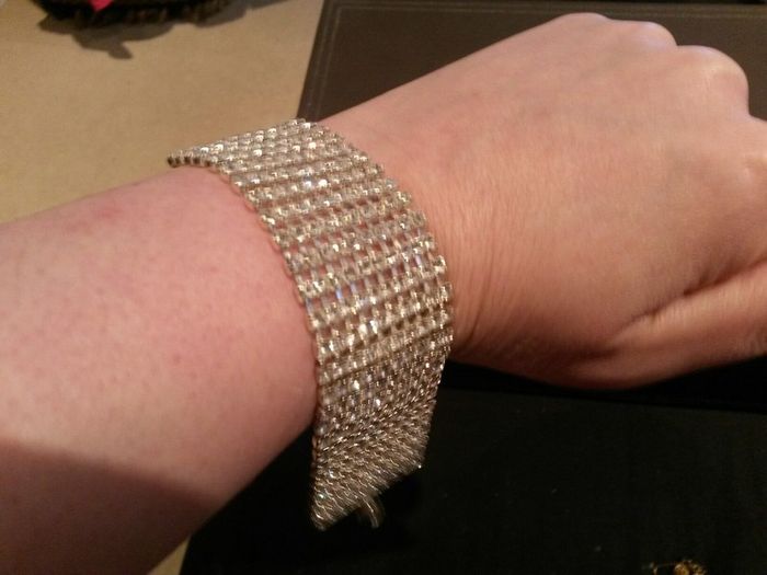 Selection of diamante bracelets, earrings and necklace