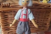 Vintage 1970s Polish Wooden Boy Doll Made in Poland Traditional Folk Art