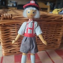 Vintage 1970s Polish Wooden Boy Doll Made in Poland Traditional Folk Art