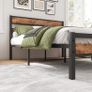 Double Bed Frame with Wood Headboard Image 2