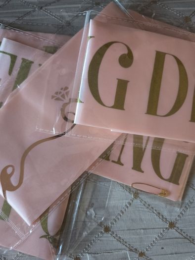 Bride to be hen party accessories rose gold sashes