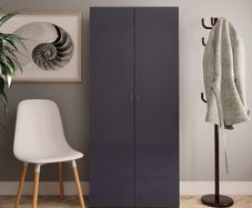 Shoe Cabinet High Gloss Grey 80x35.5x180 cm Chipboard