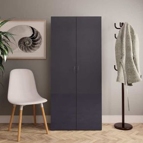 Shoe Cabinet High Gloss Grey 80x35.5x180 cm Chipboard