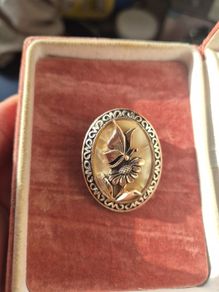 Vintage Cameo Butterfly Brooch