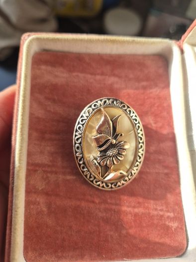 Vintage Cameo Butterfly Brooch