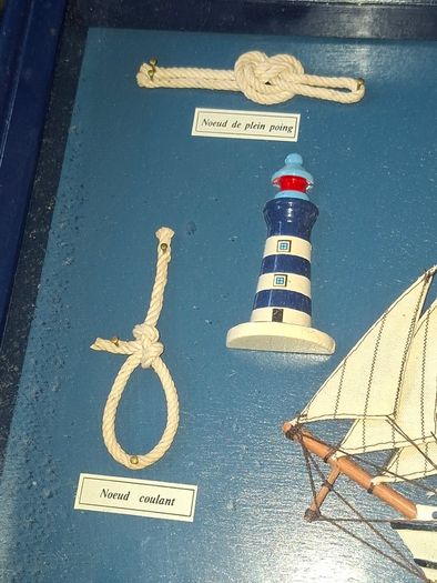 Beautiful Old Ship decorative Nautical Knot Board featuring a model of the Portuguese Tall Ship Sagres