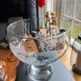 Vintage footed etched glass bowl with floral design Image 7