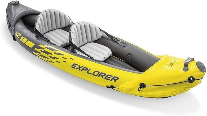 FREE EXPRESS SHIPPING  K2 Kayak, 2-Person Inflatable Kayak Set with Aluminum Oars and High Output Air Pump