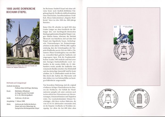 2008 Bundes Republic Deutschland (Germany) Federal Annual Stamp EFT Collection 2008. Includes 49 images of contents