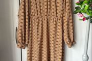 dress Bnwt mustard &amp; tan high neck midi dress size 10