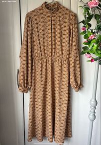 dress Bnwt mustard & tan high neck midi dress size 10