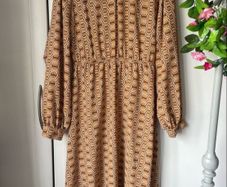 dress Bnwt mustard & tan high neck midi dress size 10