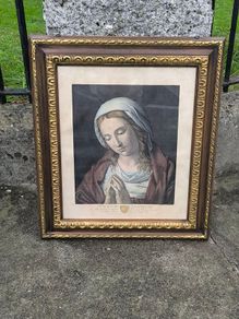Large Antique 1819 Italian Engraving "Mater Amabilis" Sassoferrato (79x69cm)