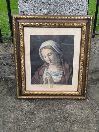 Large Antique 1819 Italian Engraving "Mater Amabilis" Sassoferrato (79x69cm)