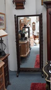 Victorian Oak Cheval Mirror - 19th Century
