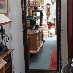 Victorian Oak Cheval Mirror - 19th Century