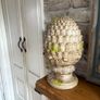 New 35cm high XL artichoke finial in antique taupe with faux moss detail Image 8