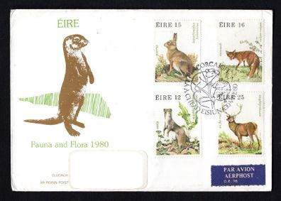 1980 Ireland Fauna & Flora Wildlife Commemorative Stamps Post & Telegraph Addressed First Day Cover (FDC) with Cork Pictorial cancel