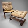 Iconic Vintage Norwegian Lounge Chair & Footstool Image 3